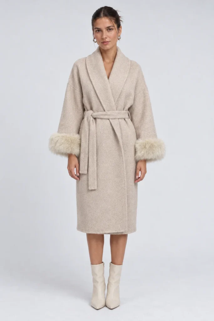 Tundra Wrap Coat in Camel